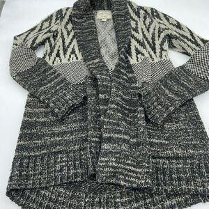 Lucky Brand Women’s small Black/beige Wool Blend Open Cardigan Duster Sweater